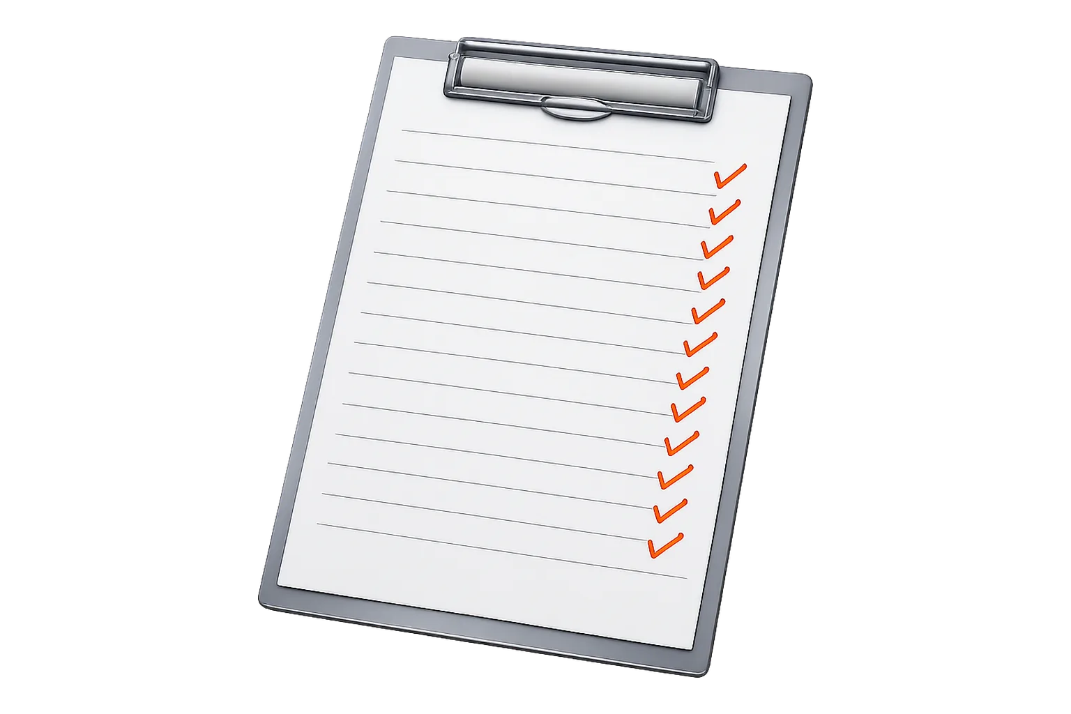 An inspection checklist, ticked off